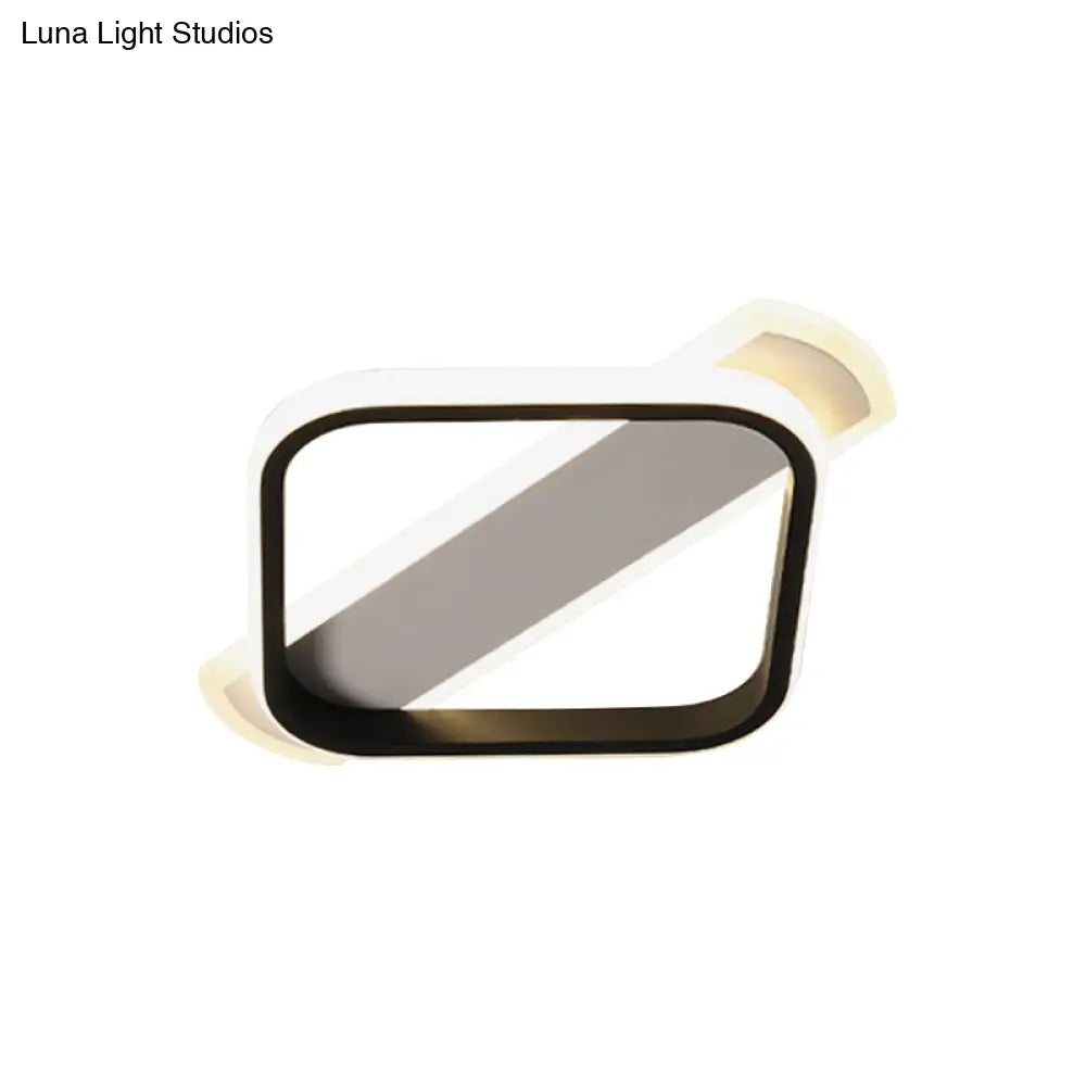 Simple Acrylic Led Flush Mounted Ceiling Light In Black - Round/Square - Oblong Shape Warm/White
