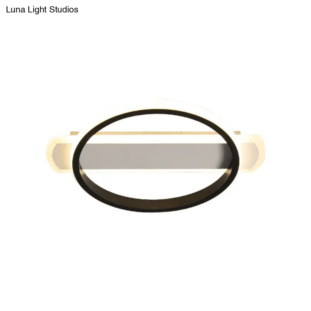 Simple Acrylic Led Flush Mounted Ceiling Light In Black - Round/Square - Oblong Shape Warm/White