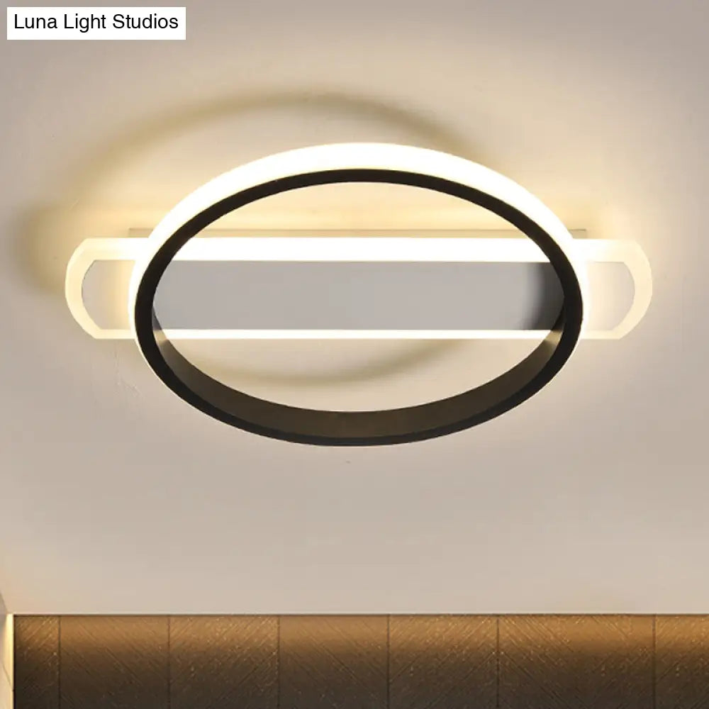 Simple Acrylic Led Flush Mounted Ceiling Light In Black - Round/Square - Oblong Shape Warm/White