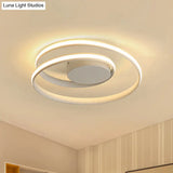 Simple Acrylic Led Loop Ceiling Lamp In Black/White - 18’/23.5’ Wide Flush Light Fixture With