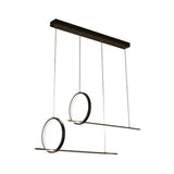Sleek Acrylic Linear And Ring Ceiling Chandelier In Black With Warm/White Light - 1/2 Hanging
