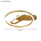 Simple Aluminum Led Ceiling Flush Mount Lighting In Gold - Circle And Oblong Shapes Warm/White
