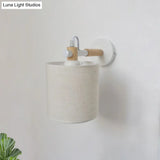 Simple And Stylish White Fabric Sconce Wall Lighting For Bedroom - Cylinder Mount Fixture
