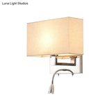 Simple Beige Fabric Led Wall Light Sconce For Bedroom