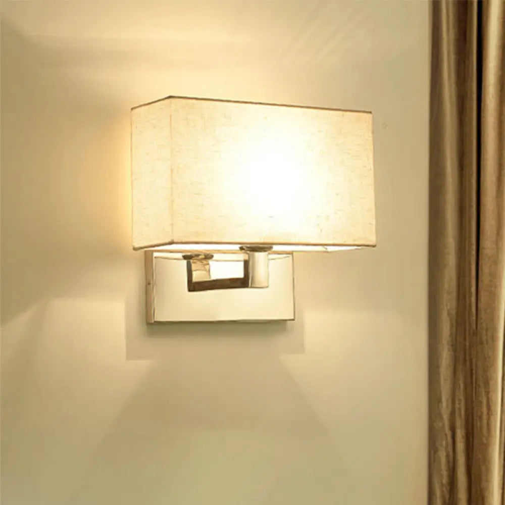 Simple Beige Fabric Led Wall Light Sconce For Bedroom / A