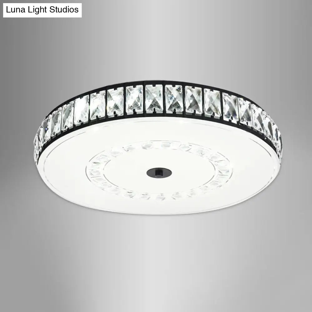 Simple Black Crystal Flush Mount Led Ceiling Light With Square/Round Rectangle-Cut Design