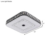 Simple Black Crystal Flush Mount Led Ceiling Light With Square/Round Rectangle-Cut Design