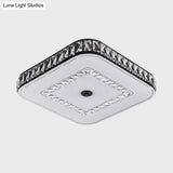 Simple Black Crystal Flush Mount Led Ceiling Light With Square/Round Rectangle-Cut Design
