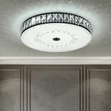 Simple Black Crystal Flush Mount Led Ceiling Light With Square/Round Rectangle-Cut Design / Round