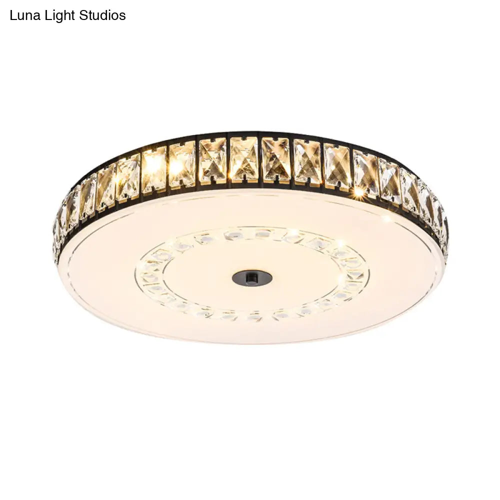 Simple Black Crystal Flush Mount Led Ceiling Light With Square/Round Rectangle-Cut Design