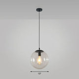 Simple Black Glass Pendant Light With Single-Bulb For Restaurant Ceilings / 10’ Clear