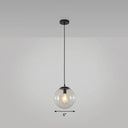 Simple Black Glass Pendant Light With Single-Bulb For Restaurant Ceilings / 6’ Clear