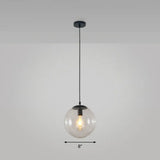 Simple Black Glass Pendant Light With Single-Bulb For Restaurant Ceilings / 8’ Clear