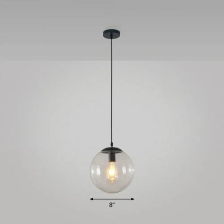Simple Black Glass Pendant Light With Single-Bulb For Restaurant Ceilings / 8’ Clear