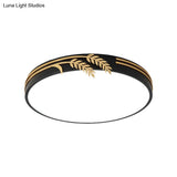 Simple Black Led Round Ceiling Light With Wheat Deco - Warm/White 16/19.5 Wide