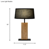 Simple Black Night Light Table Lamp With Wood Stand - Perfect For Living Room