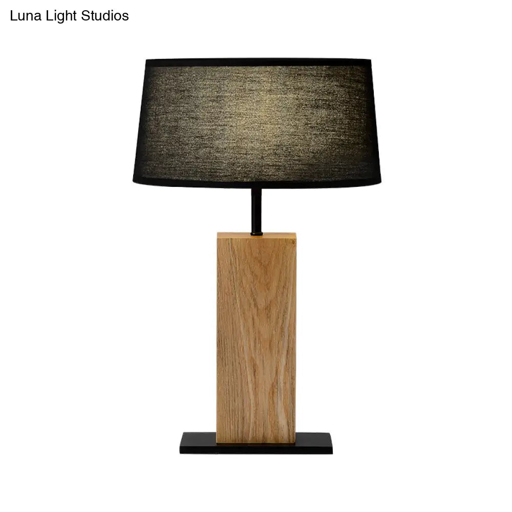 Simple Black Night Light Table Lamp With Wood Stand - Perfect For Living Room