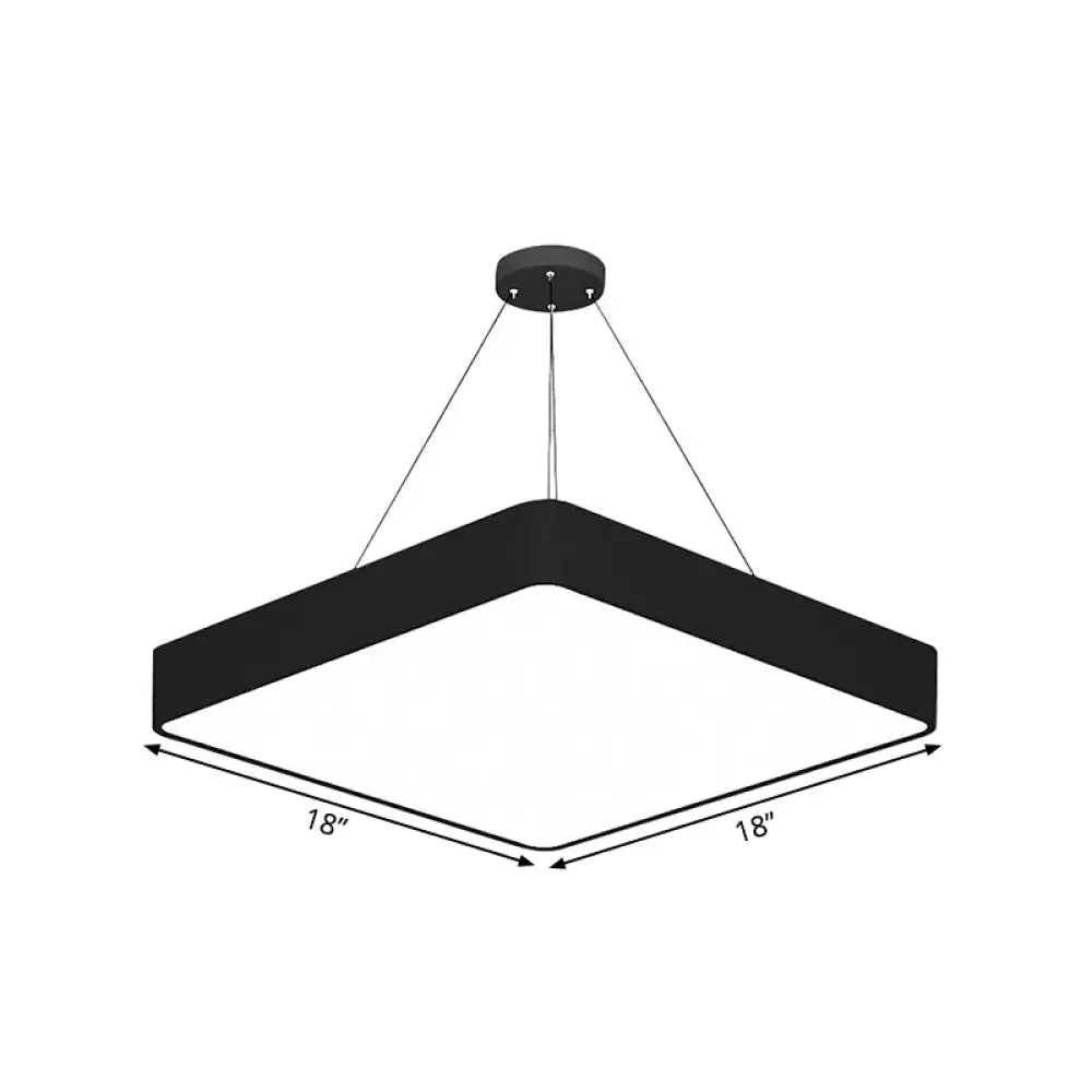 Sleek Black Square Hanging Light - 18/23.5 Width Simplicity Acrylic Led Ceiling Pendant For Living