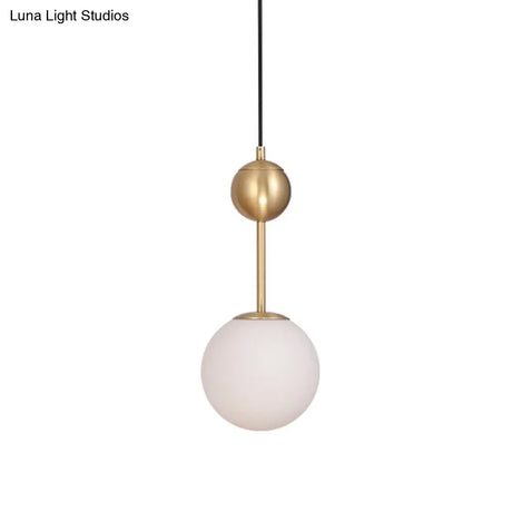 Simple Brass Bedroom Pendant Light with Milk Glass Shade Brass