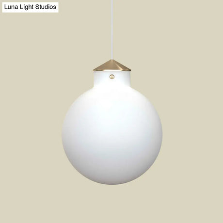 Simple Brass Globe Ceiling Pendant Light With Milk White Glass - Perfect Bedside Lamp
