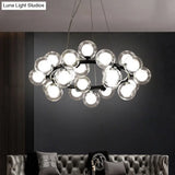 Simple Chandelier Light Fixture: 25-Bulb Dining Room Hanging Lamp Kit with Round Glass Shade
