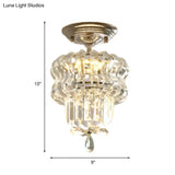 Simple Crystal 2-Tier Led Semi Flush Silver Light Fixture – Small Hallway Ceiling Lamp