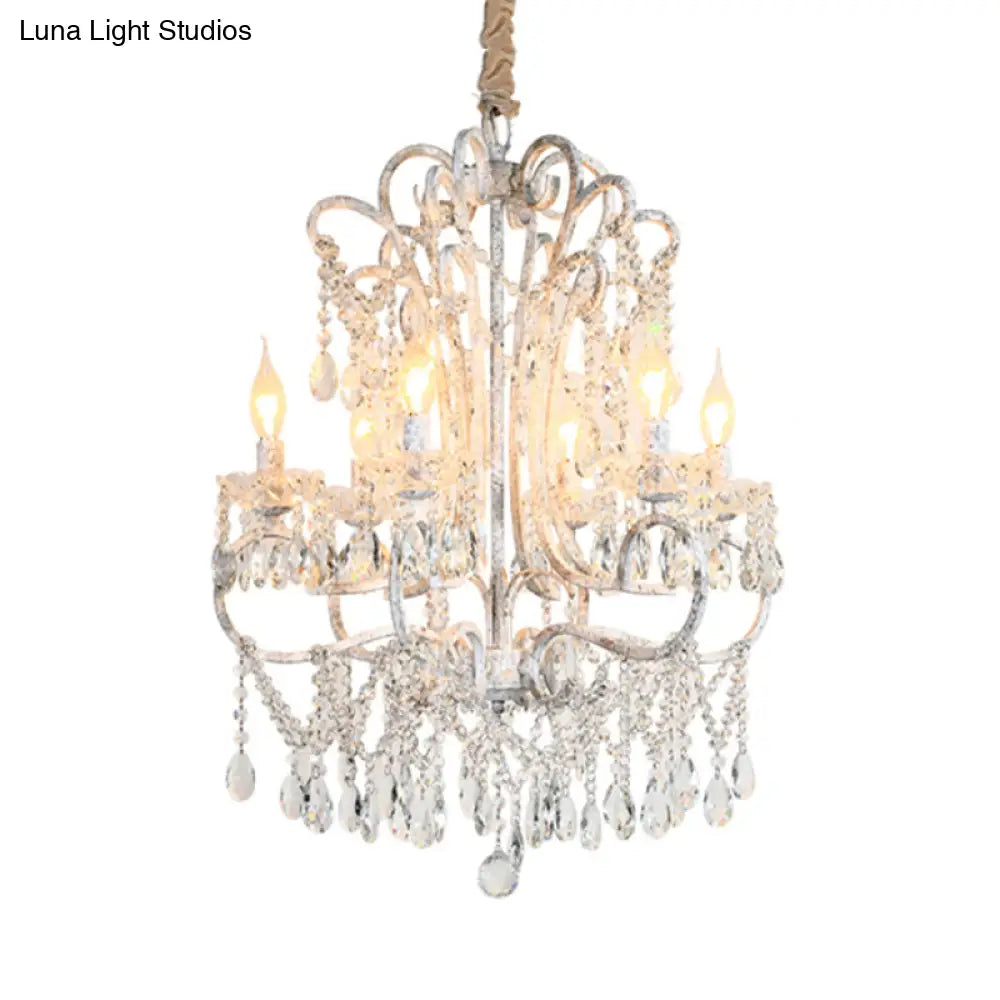 Simple Crystal Bedroom Chandelier - Curvy Design 5/6 Lights Silver Suspension Lighting