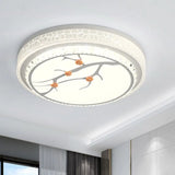 Simple Crystal Drum Ceiling Flush Mount - White Led Light For Bedroom (White/3 Color A/B) / A