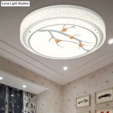 Simple Crystal Drum Ceiling Flush Mount - White Led Light For Bedroom (White/3 Color A/B)