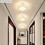 Simple Crystal Embedded Led Ceiling Flush Mount Light Fixture For Hallways