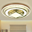 Simple Crystal Flush Mount Lamp: Led Ceiling Fixture In White / 23.5’ Round