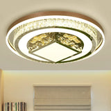 Simple Crystal Flush Mount Lamp: Led Ceiling Fixture In White / 23.5’ Round