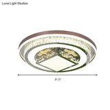 Simple Crystal Flush Mount Lamp: Led Ceiling Fixture In White