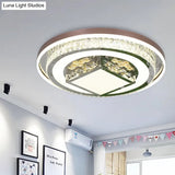 Simple Crystal Flush Mount Lamp: Led Ceiling Fixture In White