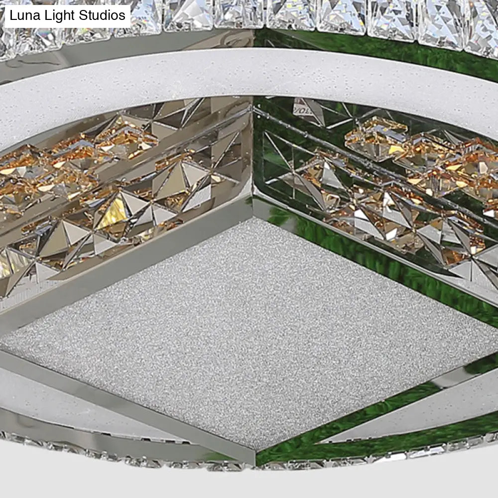 Simple Crystal Flush Mount Lamp: Led Ceiling Fixture In White