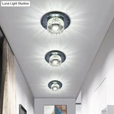 Simple Crystal Led Ceiling Light With Flush Mount - Ideal For Corridors