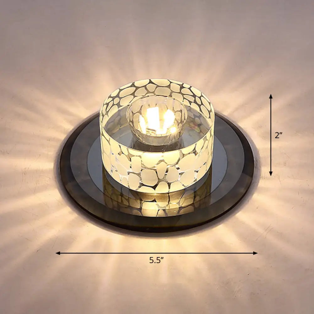 Simple Crystal Led Ceiling Light With Flush Mount - Ideal For Corridors Black / Warm