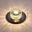 Simple Crystal Led Ceiling Light With Flush Mount - Ideal For Corridors Black / Warm