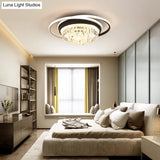 Simple Crystal Led Circular Living Room Flush Light - 18’/23.5’/31.5’ W White Light/Remote
