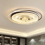 Simple Crystal Led Circular Living Room Flush Light - 18’/23.5’/31.5’ W White Light/Remote