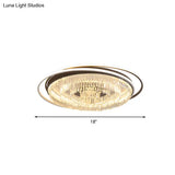 Simple Crystal Led Circular Living Room Flush Light - 18’/23.5’/31.5’ W White Light/Remote
