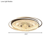 Simple Crystal Led Circular Living Room Flush Light - 18’/23.5’/31.5’ W White Light/Remote