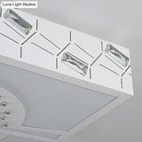 Simple Crystal Led Flush Mount Fixture - White Tree Design With Warm/White/3 Color Lighting For