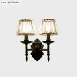 Simple Crystal Prisms Cone Wall Lamp - Black Candlestick Design 1/2-Head Light