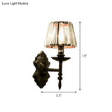 Simple Crystal Prisms Cone Wall Lamp - Black Candlestick Design 1/2-Head Light