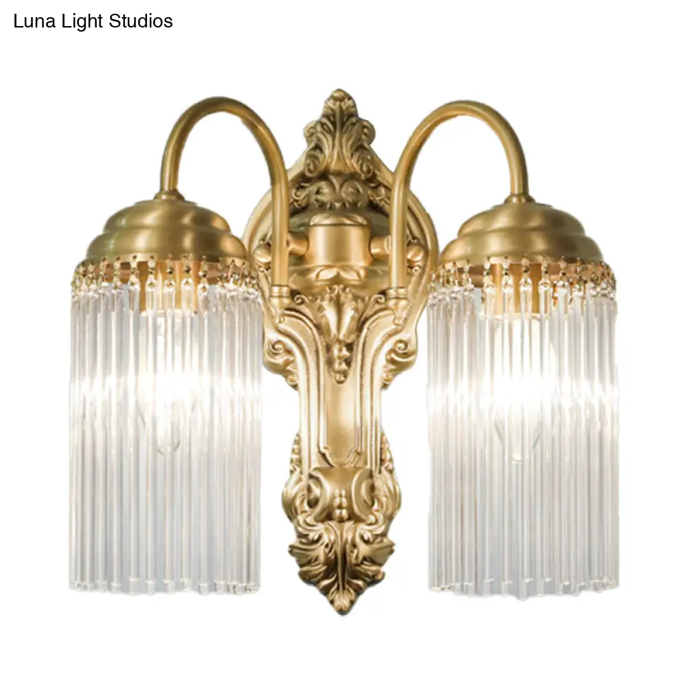 Simple Crystal Rod Wall Mount Light - Gold Sconce For Corridor