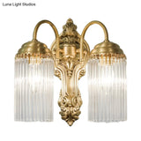 Simple Crystal Rod Wall Mount Light - Gold Sconce For Corridor