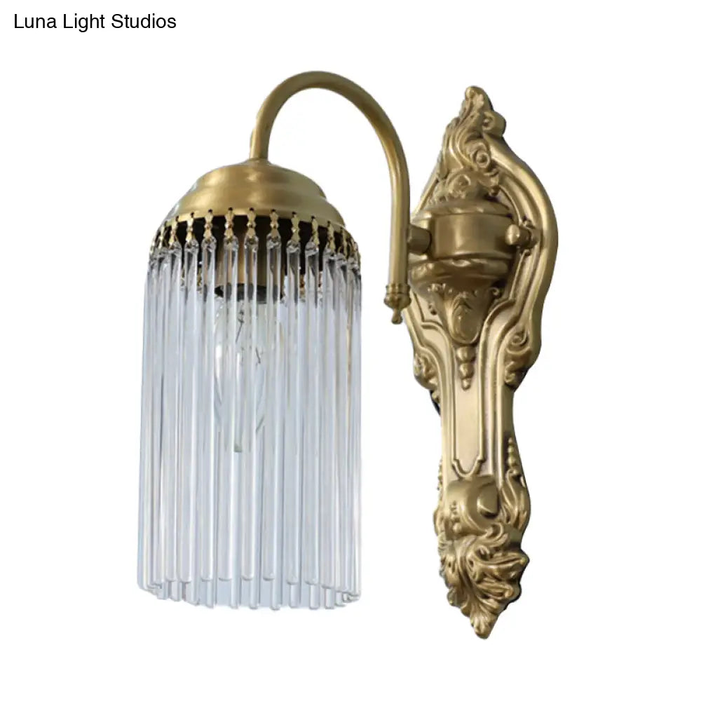 Simple Crystal Rod Wall Mount Light - Gold Sconce For Corridor