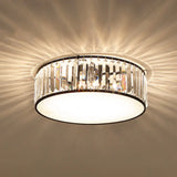 Simple Crystal-Shaded Drum Flush Mount Lamp - Black/Bronze 3/4/5-Light Fixture For Bedrooms 3 /
