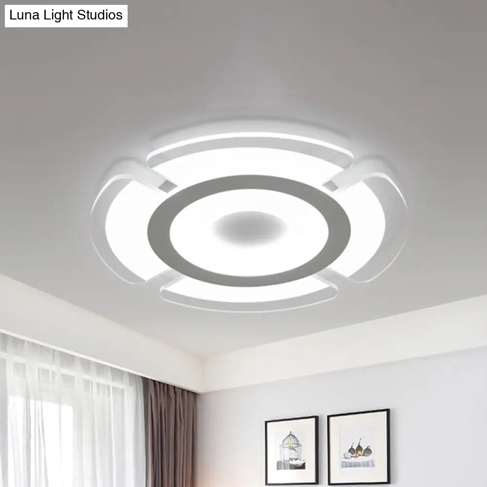 Simple Floral Acrylic Led Flush Ceiling Light - 8’/16.5’/20.5’ Wide Warm/White